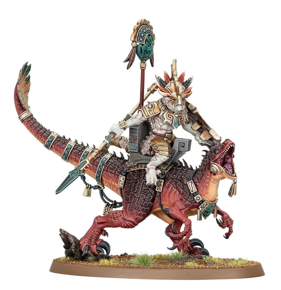 Seraphon: Saurus Scar-Veteran On Aggradon - 沙維爾傷疤老兵騎乘兇殘龍