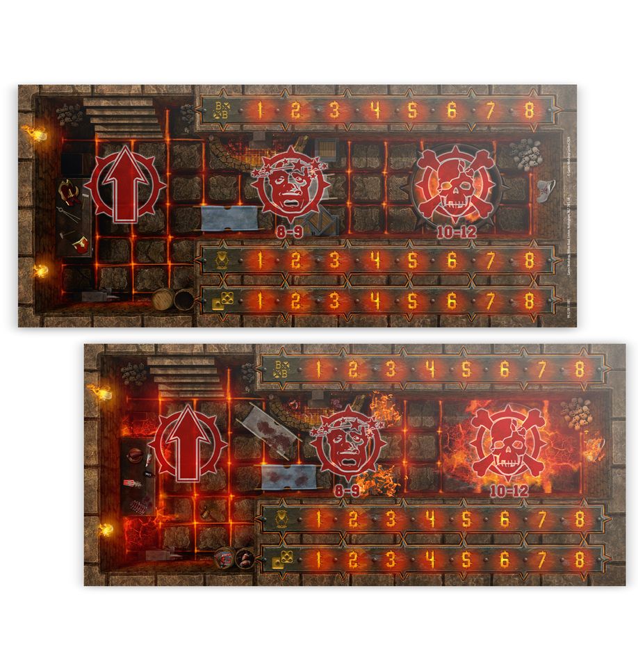 Blood Bowl: Chaos Dwarf Double-sided Pitch and Dugouts Set - 血腥橄欖球:混沌矮人球隊場地與休息區