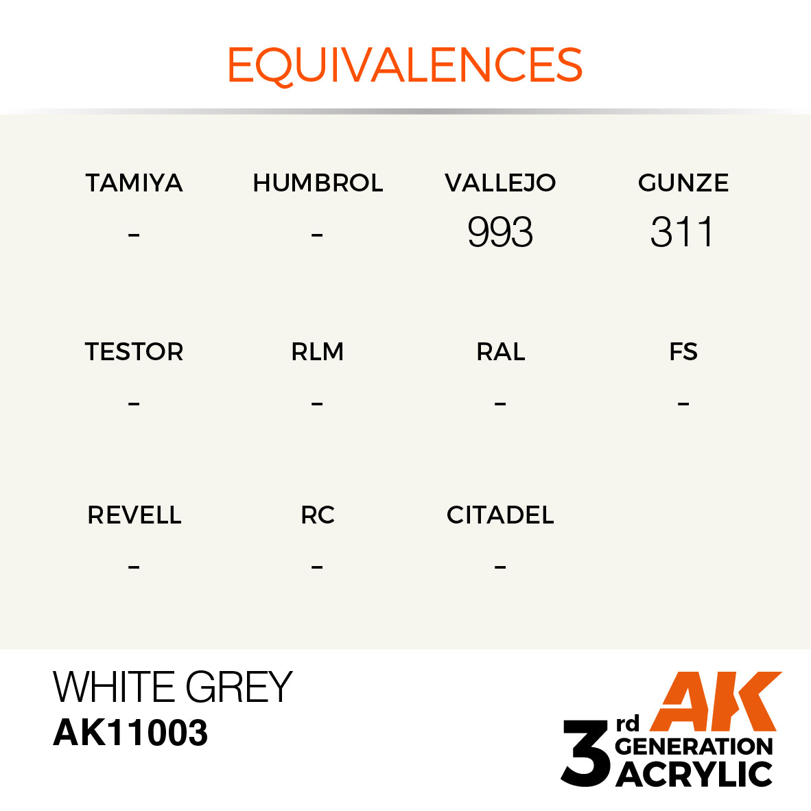 AK-11003 AK Interactive 3G Acrylic White Grey 17ml