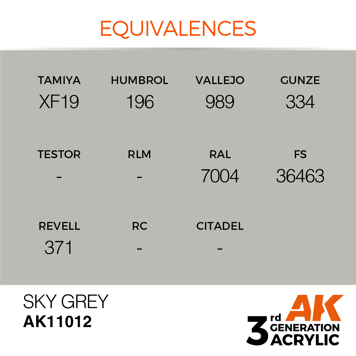 AK11012 AK Interactive 3G Acrylic Sky Grey 17ml