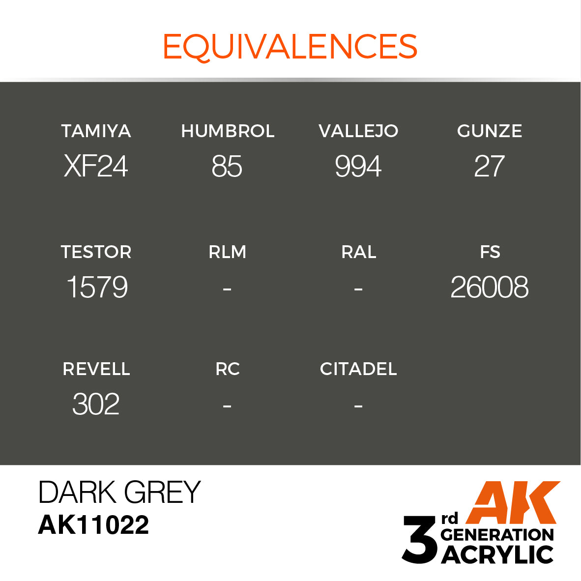 AK11022 AK Interactive 3G Acrylic Dark Grey 17ml
