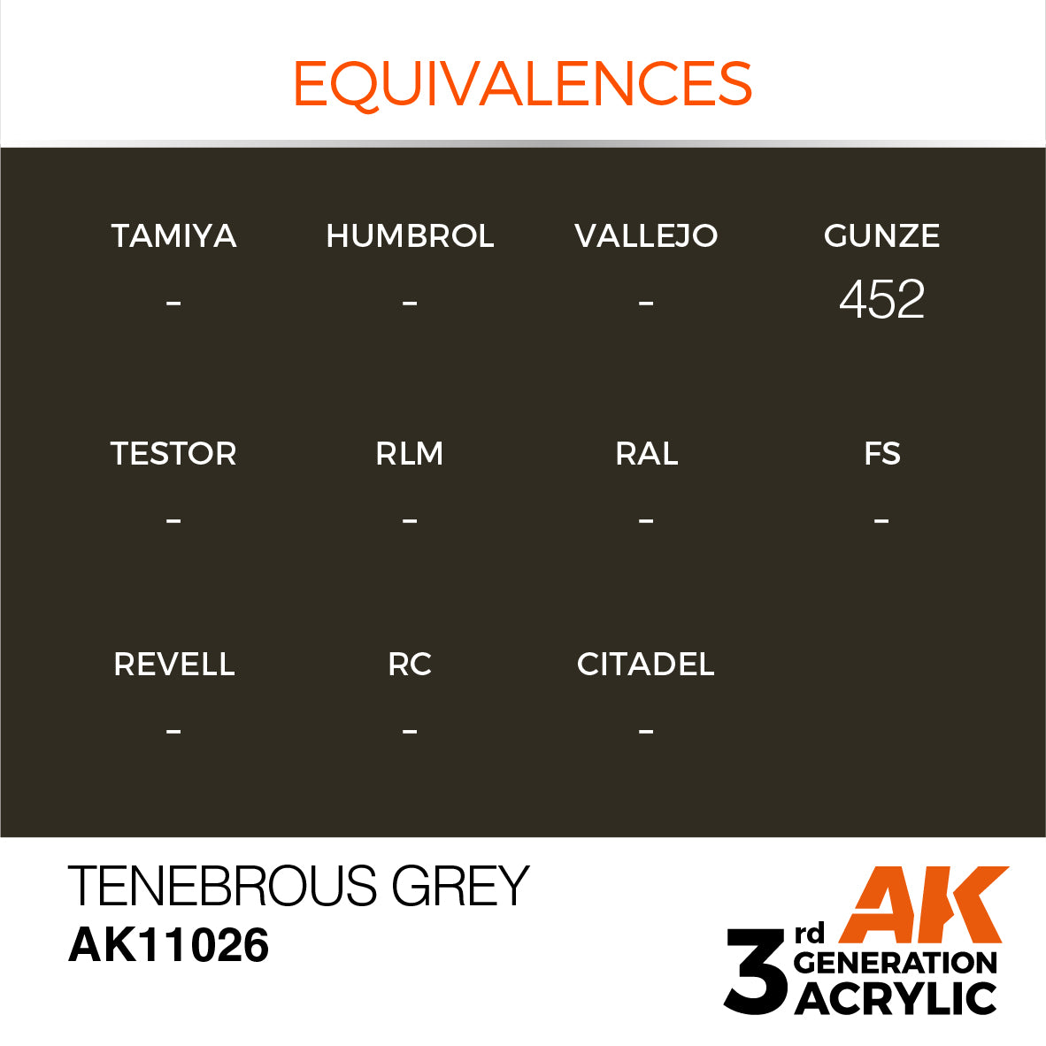 AK11026 AK Interactive 3G Acrylic Tenebrous Grey 17ml