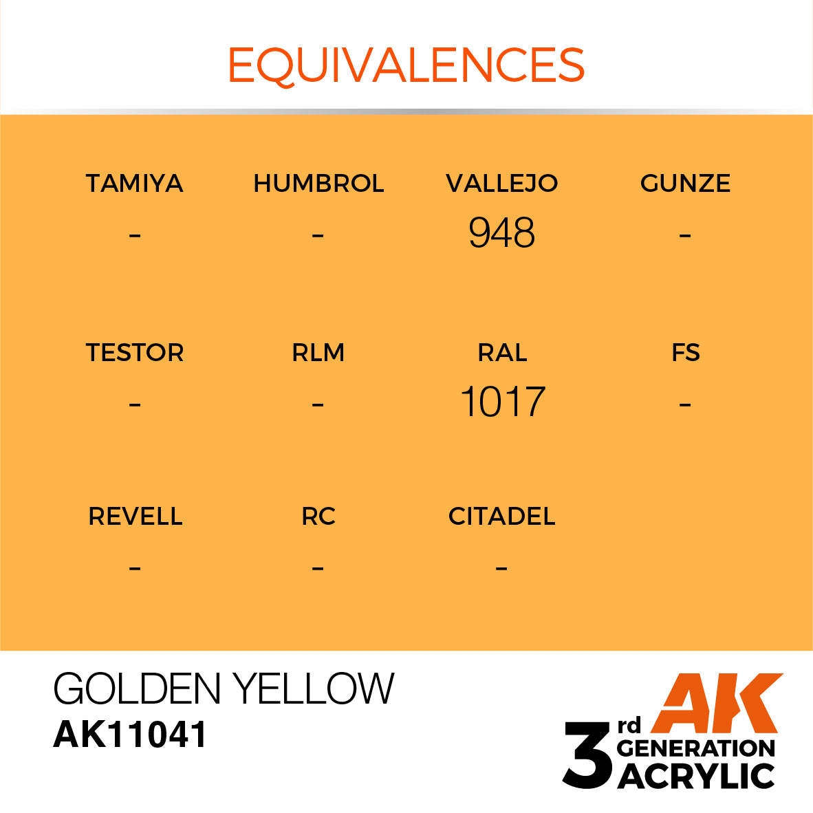 AK11041 AK Interactive 3G Acrylic Golden Yellow 17ml