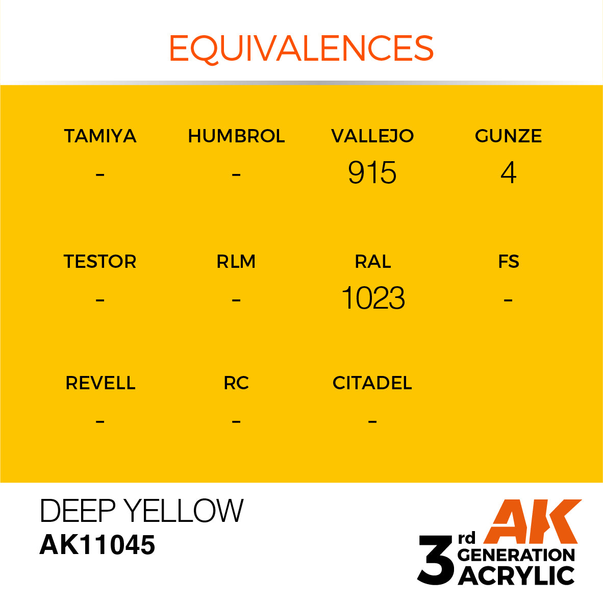AK11045 AK Interactive 3G Acrylic Deep Yellow 17ml