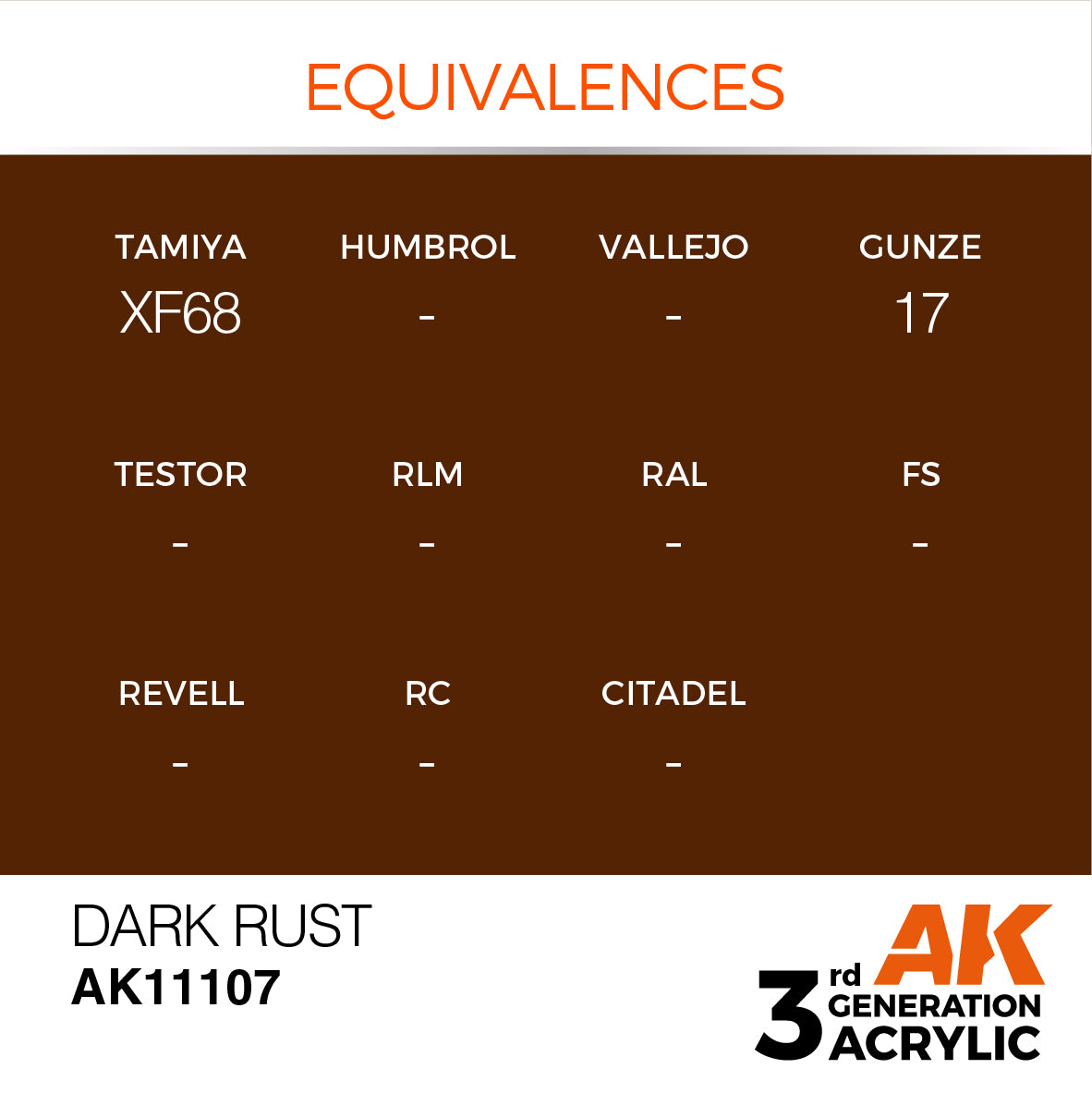 AK11107 AK Interactive 3G Acrylic Dark Rust 17ml