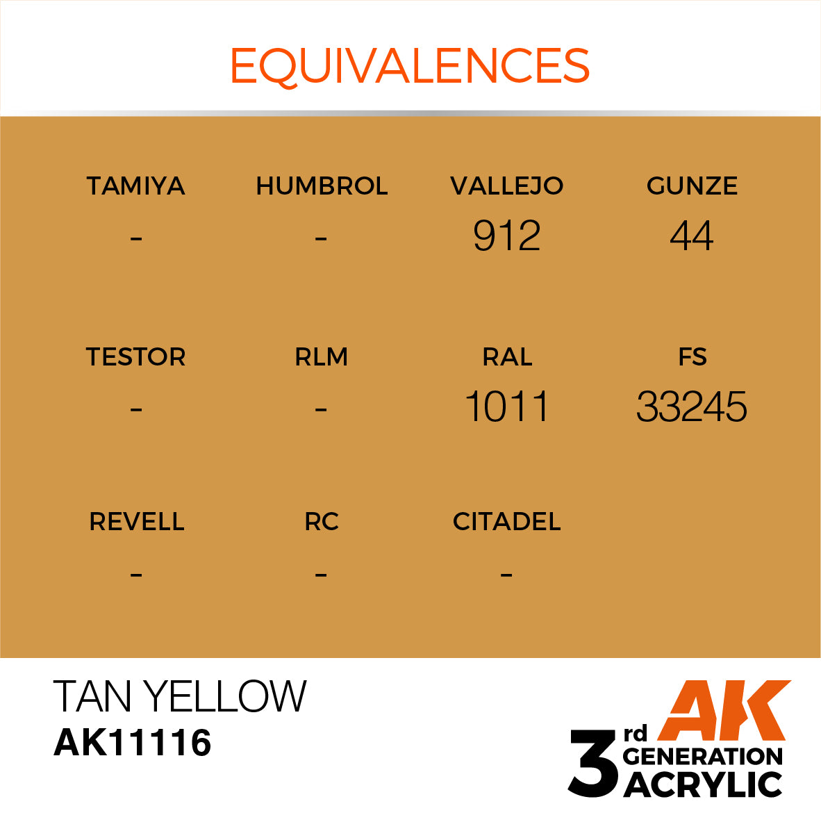 AK11116 AK Interactive 3G Acrylic Tan Yellow 17ml