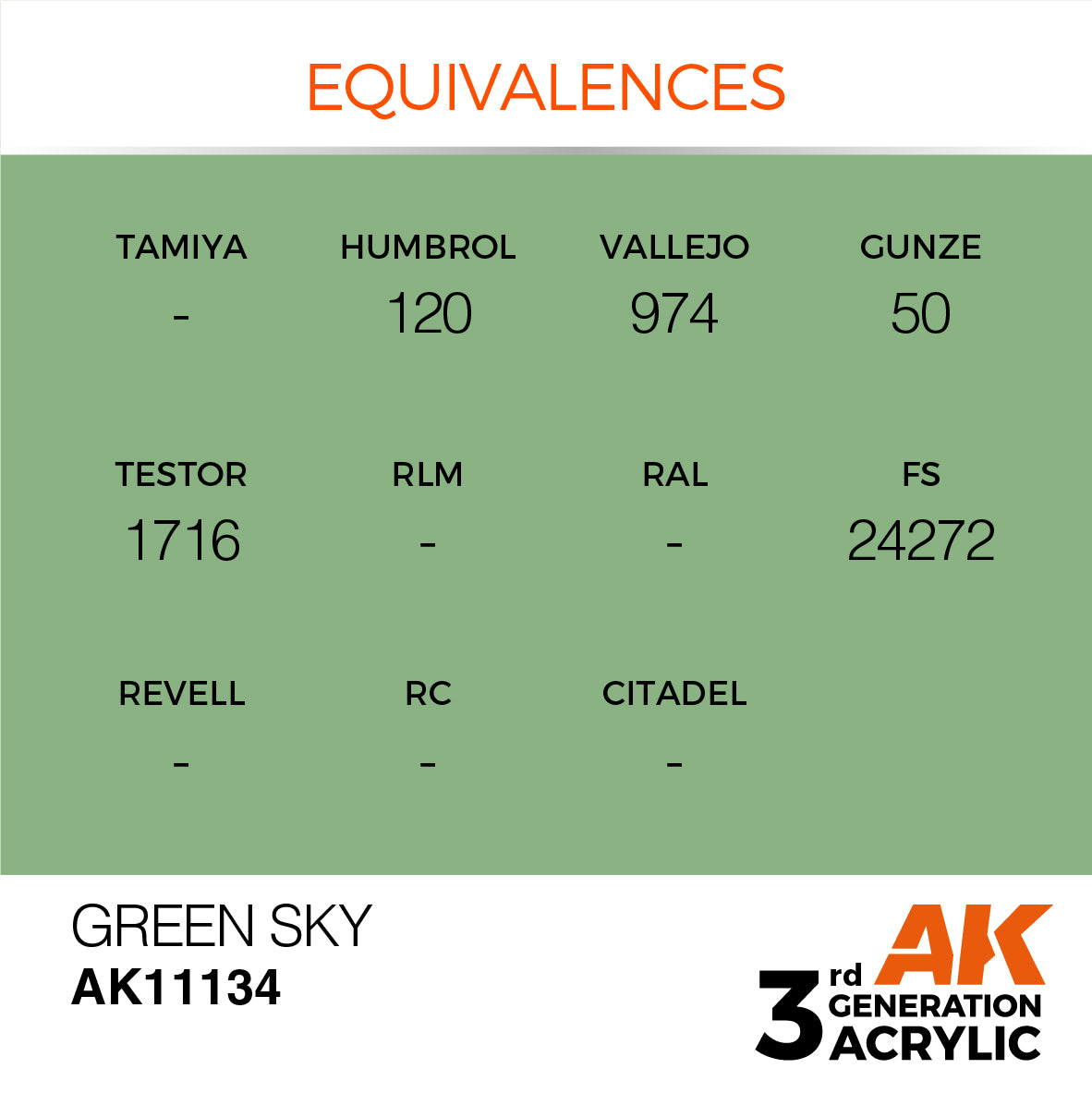 AK11134 AK Interactive 3G Acrylic Green Sky 17ml