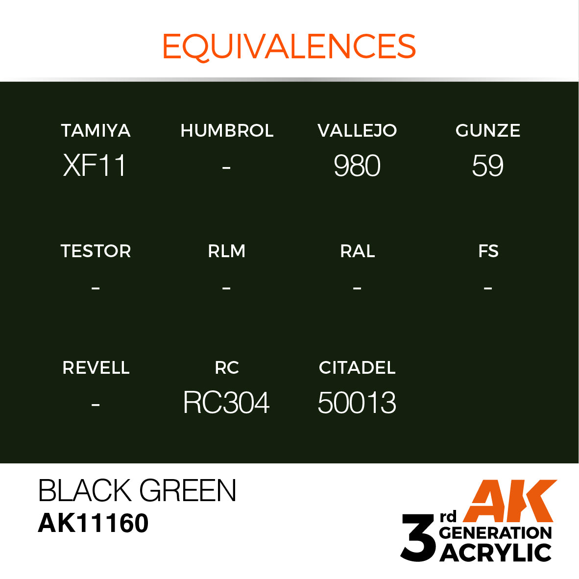 AK11160 AK Interactive 3G Acrylic Black Green 17ml