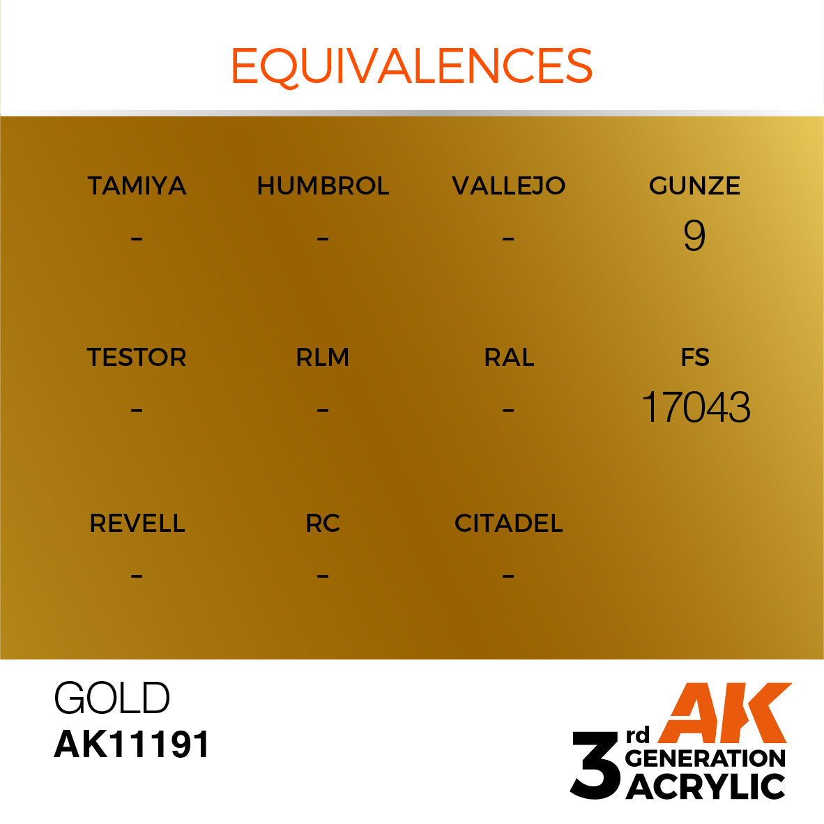 AK11191 AK Interactive 3G Acrylic Gold 17ml