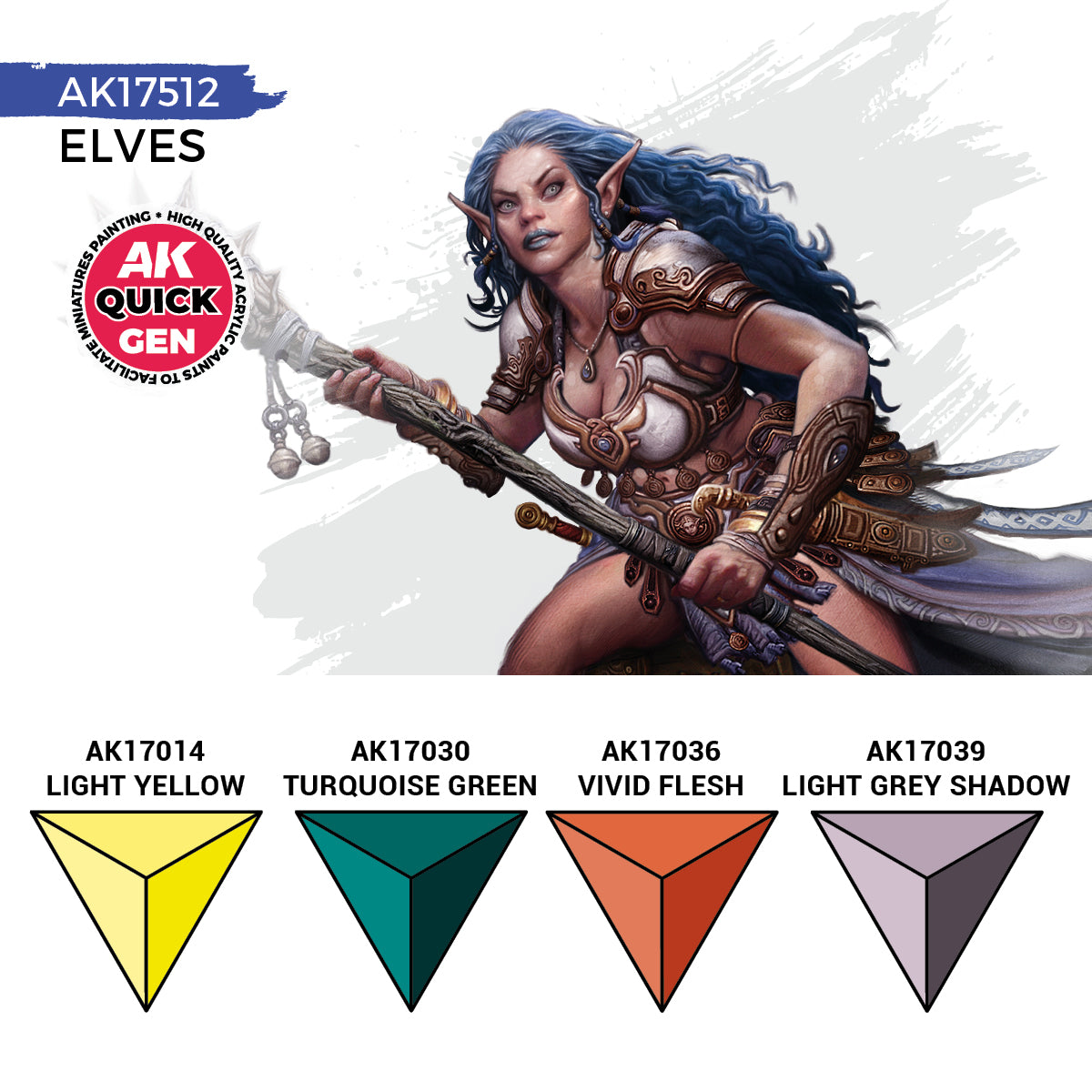 AK17512 - Quick Gen - Elves (Quick Gen Set) 4 Paints - 精靈 (速塗系列套組) 4色