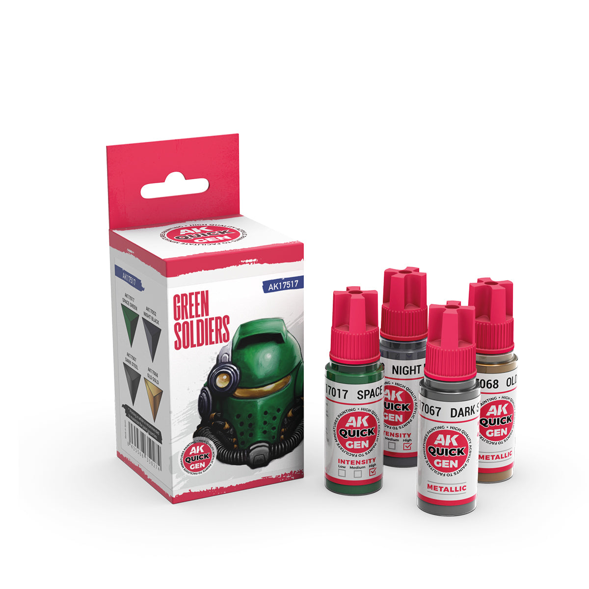 AK17517 - Quick Gen - Green Soldiers (Quick Gen Set) 4 Paints - 士兵綠色 (速塗系列套組) 4色