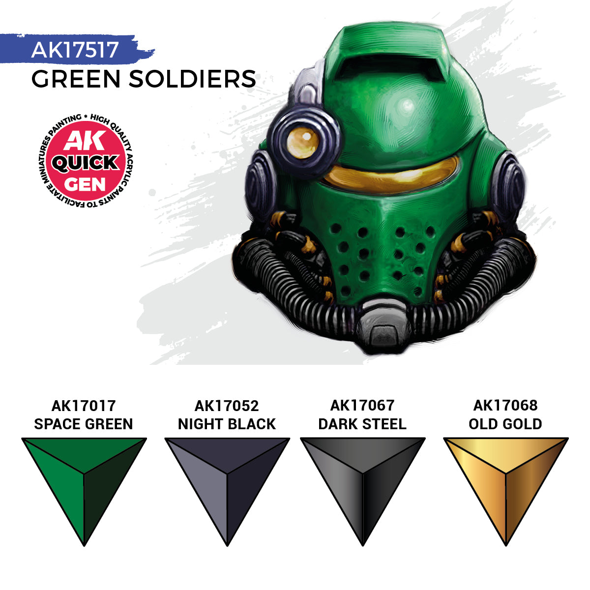 AK17517 - Quick Gen - Green Soldiers (Quick Gen Set) 4 Paints - 士兵綠色 (速塗系列套組) 4色