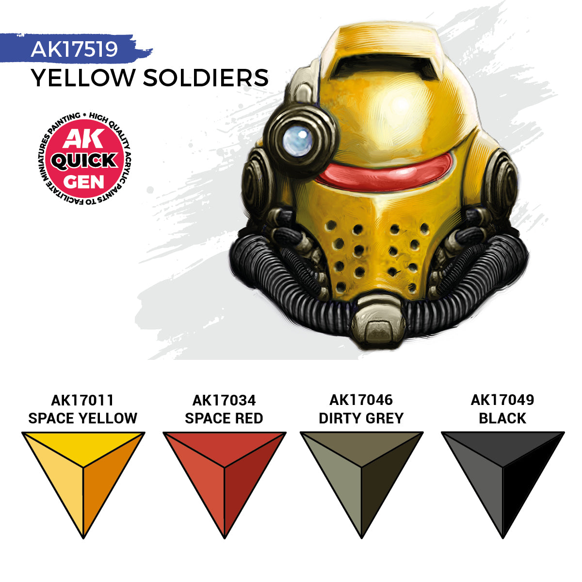 AK17519 - Quick Gen - Yellow Soldiers (Quick Gen Set) 4 Paints - 士兵黃色 (速塗系列套組) 4色