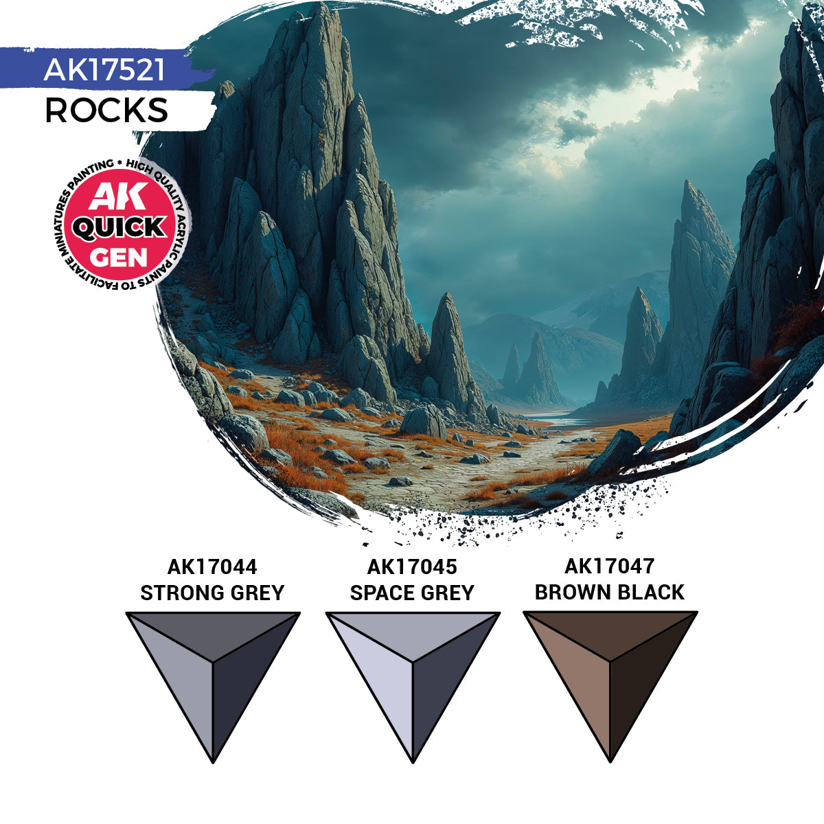 AK17521 - Quick Gen - Rocks (Quick Gen Set) 3 Paints - 岩石 (速塗系列套組) 3色