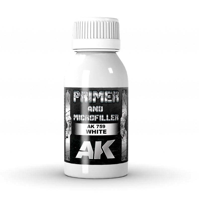AK759 - Metallics - White Primer And Microfiller 100 ml - 極致金屬系列 - 填充微料白色底漆