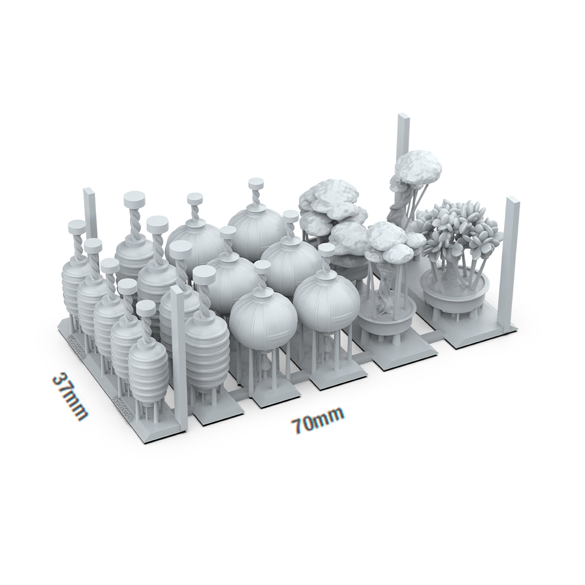 AKBIT0030 - Basing Bit - Wargame Scenery - Japanese Lamps & Bonsai (19 Pieces) - 造景 - 日式燈籠&盆景