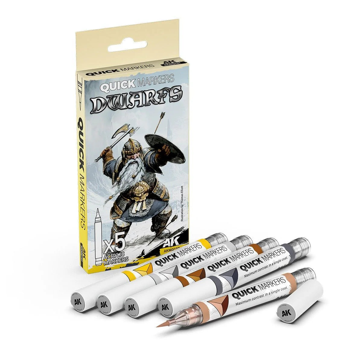 AKMQ107 - AK Quick Marker - Dwarfs Quick Markers Set (5 Markers) - 矮人速塗麥克筆套組 (5支組)
