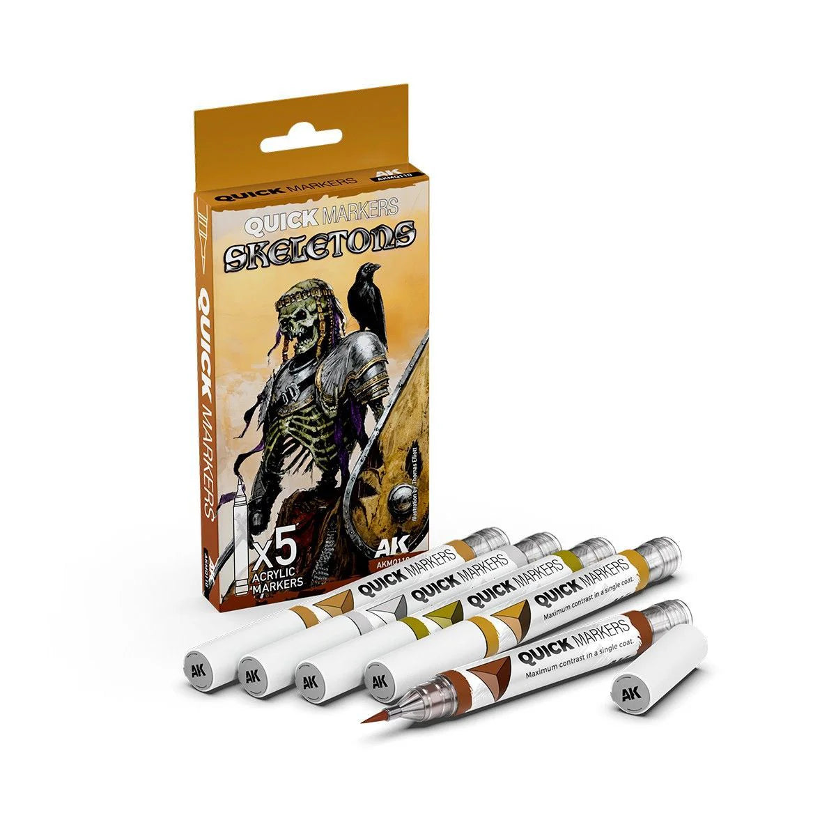 AKMQ110 - AK Quick Marker - Skeletons Quick Markers Set (5 Markers) - 骷髏速塗麥克筆套組 (5支組)