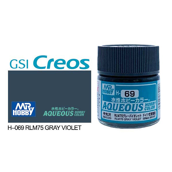 H069 - Aqueous Semi Gloss Rlm Grey - GSI/水性漆 RLM75 半光澤 灰紫色