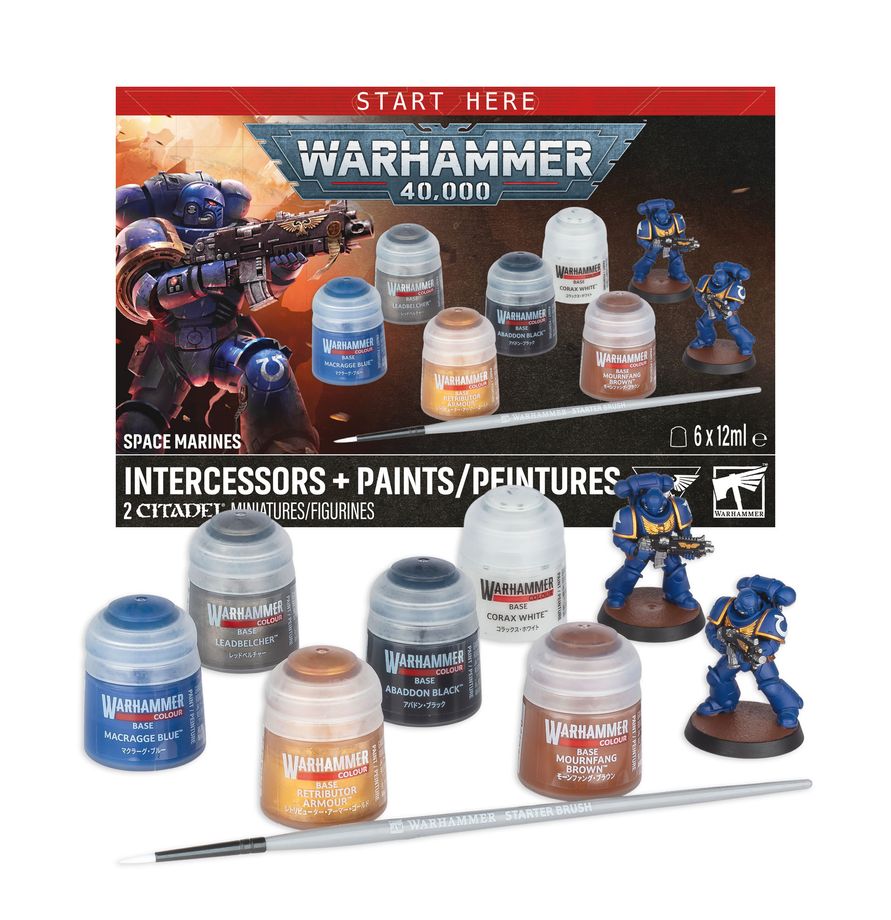 Space Marines: Intercessors + Paints - 星際戰士仲裁者顏料套裝