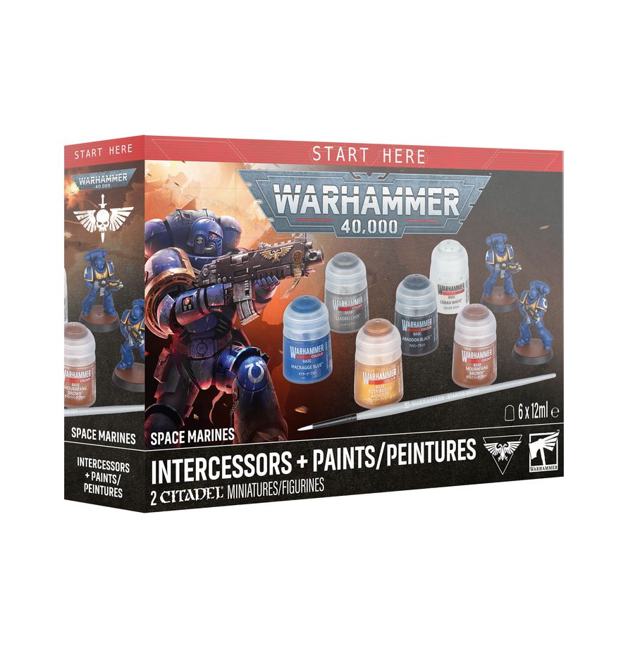 Space Marines: Intercessors + Paints - 星際戰士仲裁者顏料套裝