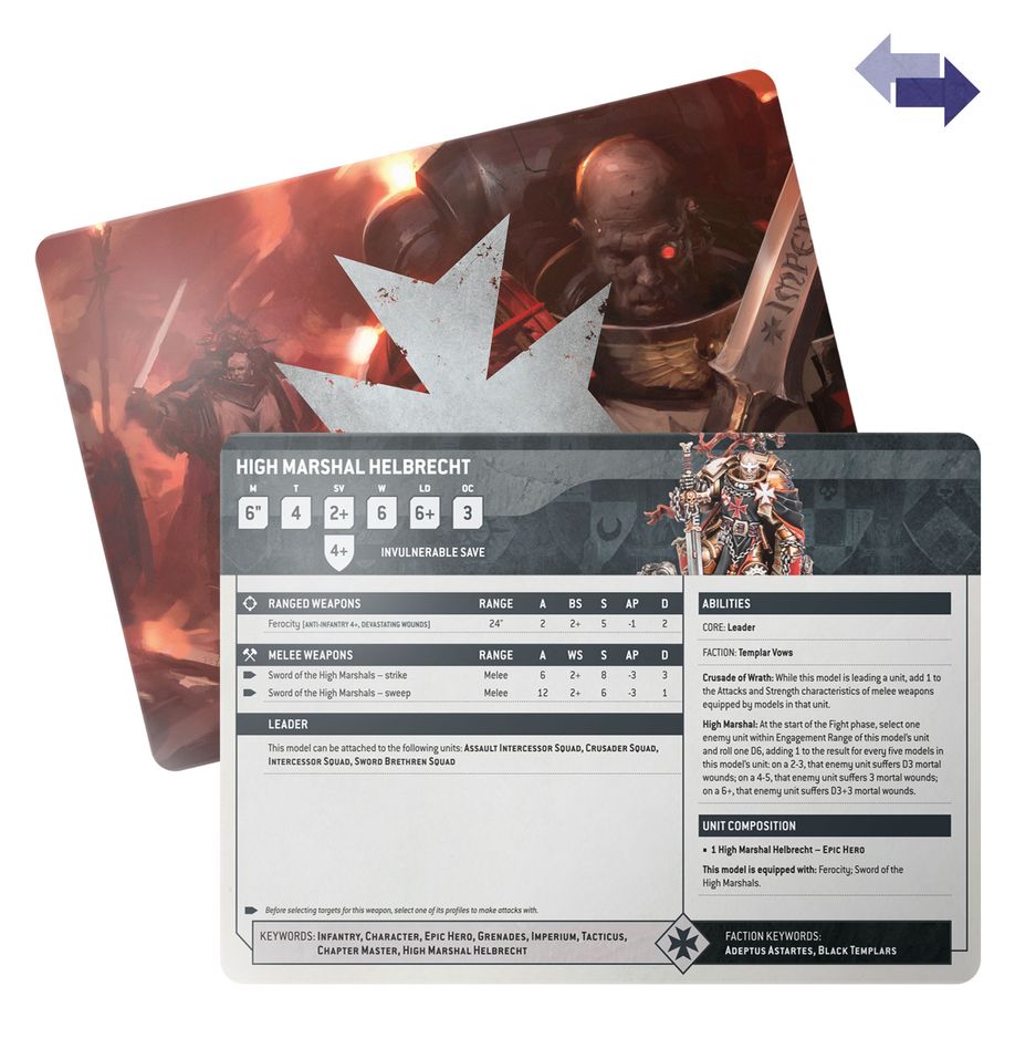 Black Templars: Datasheet Cards (English) - 數據卡：黑色聖堂(英文版)