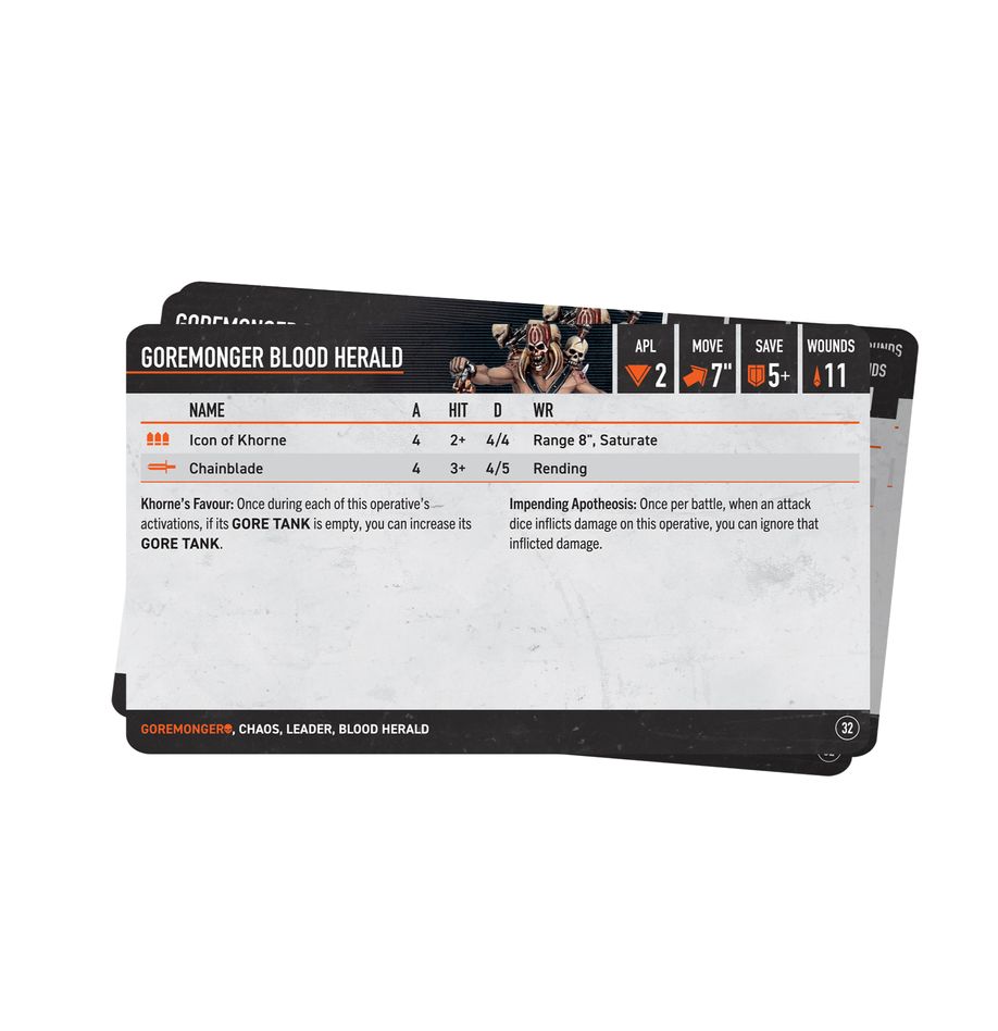 Kill Team: Goremongers Datacards (Chinese) - 殺戮小隊：灑血狂數據卡(簡中版)