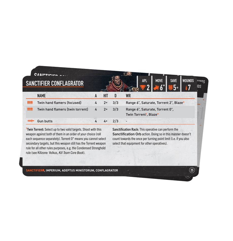 Kill Team: Sanctifiers Datacards (English) - 殺戮小隊：淨化者數據卡(英文版)