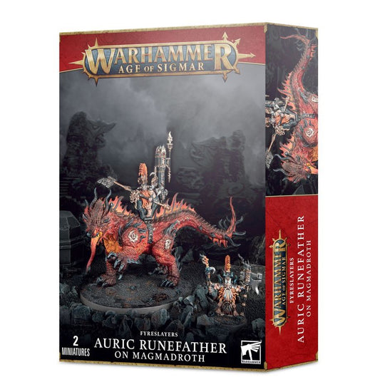 Fyreslayers: Auric Runefather Magmadroth - 熾焰屠夫符文之父騎乘熔岩巨蜥
