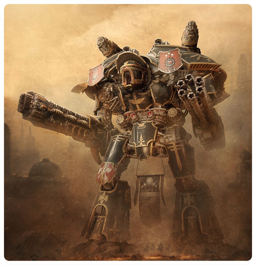 Legions Imperialis: Warlord Titan with Volkite Destructor and Macro-Gatling Blaster - 帝國軍團：裝備爆燃毀滅炮與重型加特林爆能炮的戰將泰坦