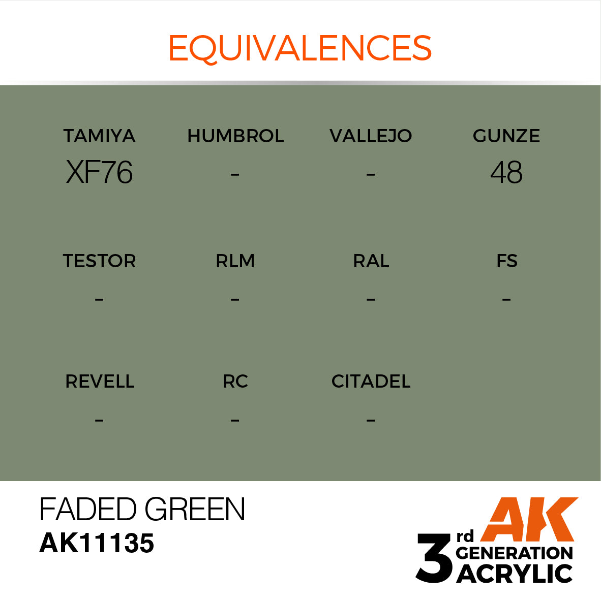AK11135 AK Interactive 3G Acrylic Faded Green 17ml