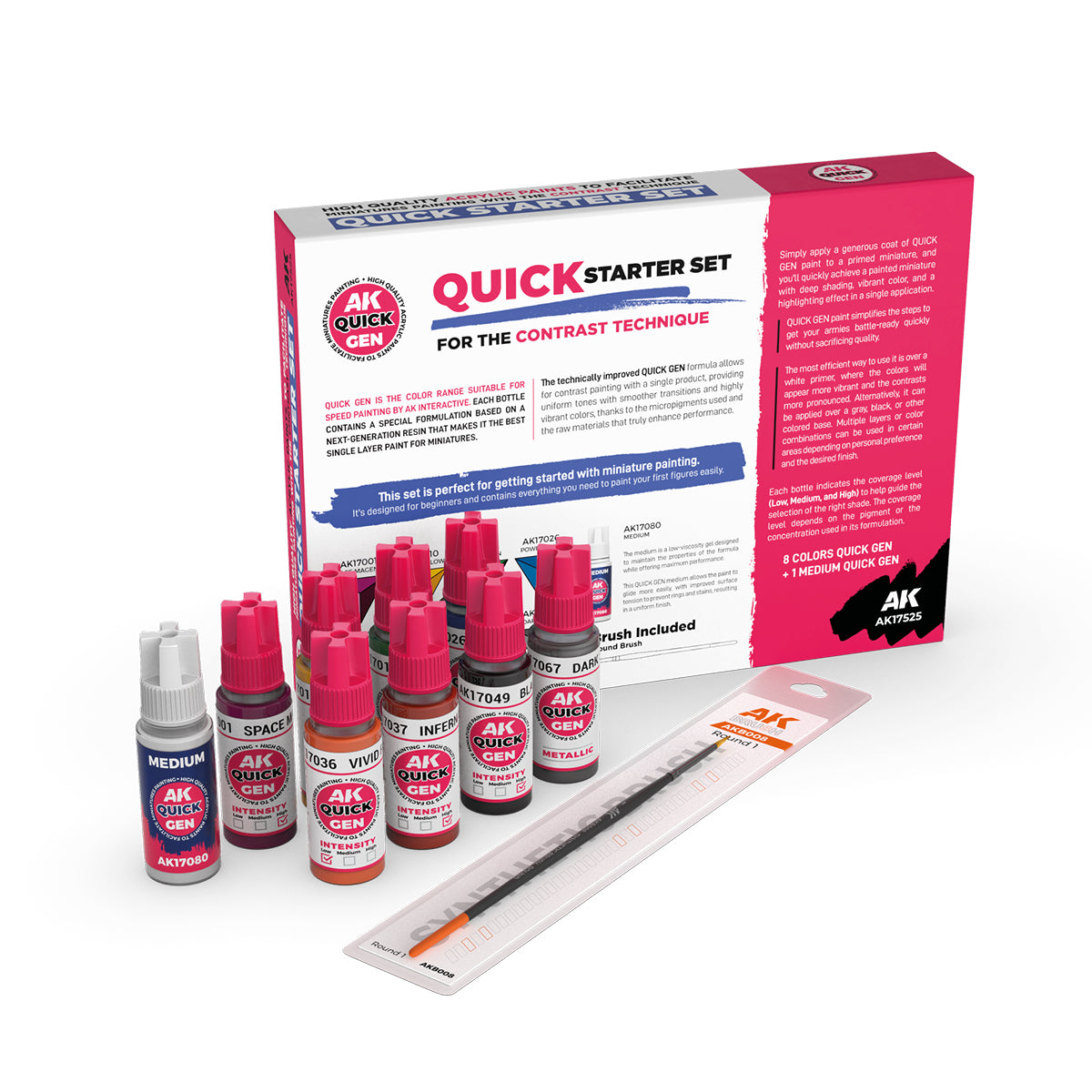 AK17525 - Quick Gen - Starter Set (8 Quick Gen + 1 Medium + 1 Free Brush)
