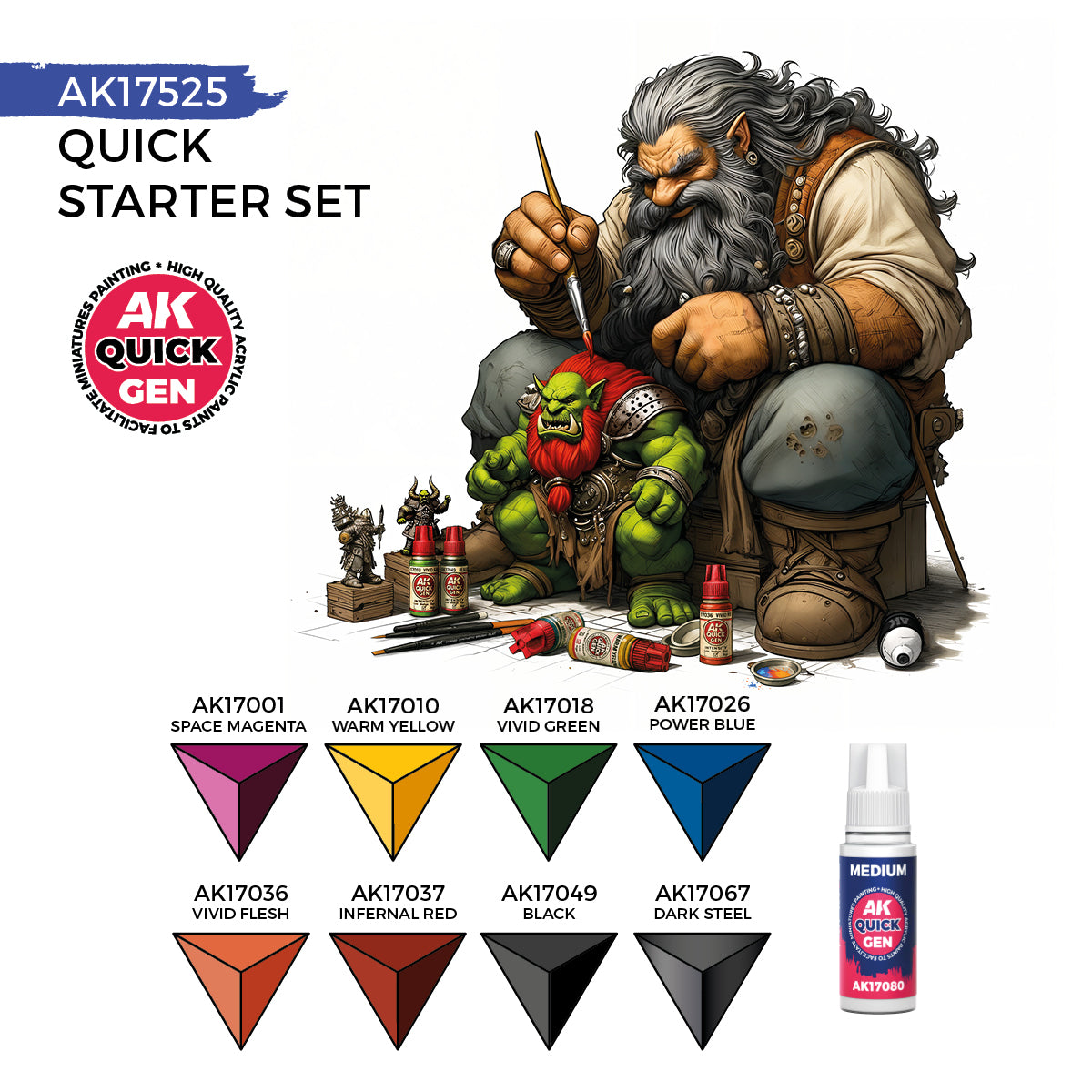 AK17525 - Quick Gen - Starter Set (8 Quick Gen + 1 Medium + 1 Free Brush)