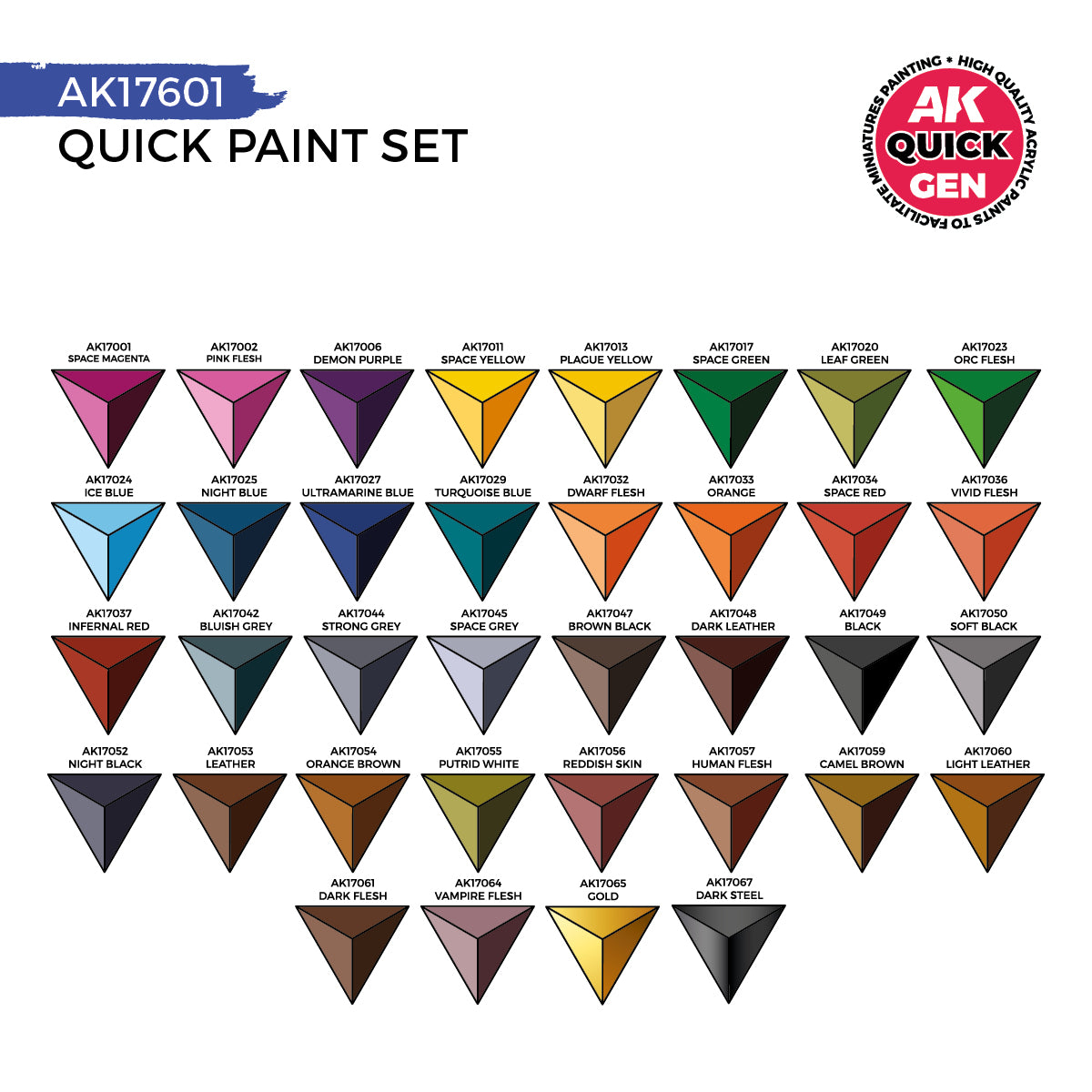AK17601 - Quick Gen -  Paint Set (36 Quick Gen + 2 Free Brushes)