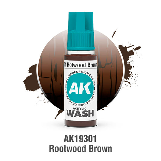 AK19301 - AK Acrylic Washes - Rotwood Brown Wash 18ml - 腐木棕 漬洗 18ml