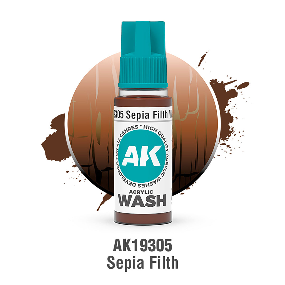 AK19305 - AK Acrylic Washes - Sepia Filth Wash 18ml - 深褐污漬 18ml