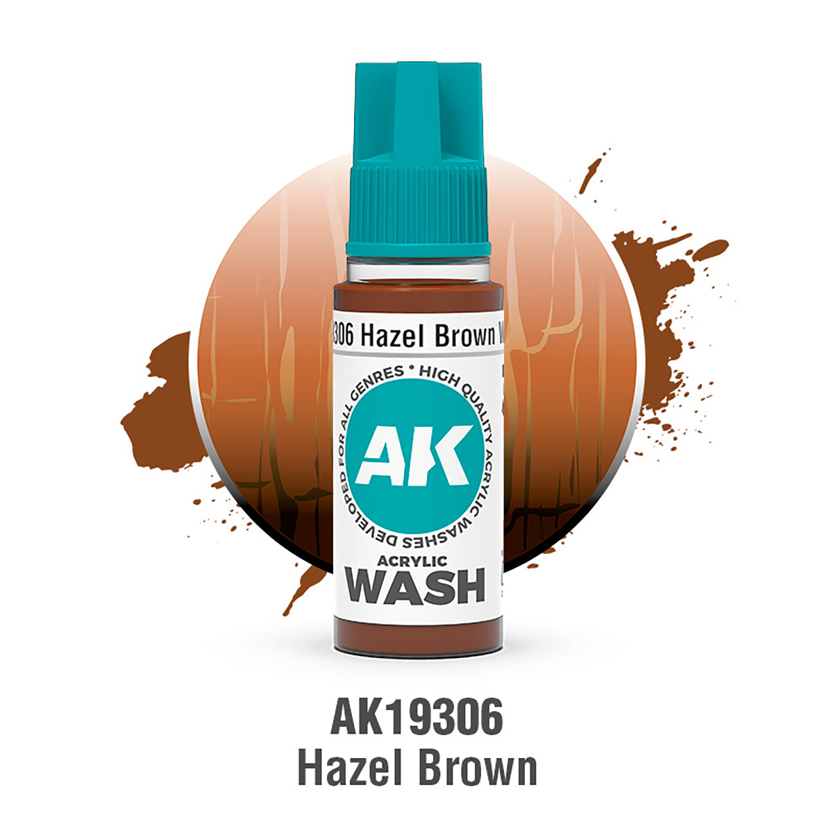 AK19306 - AK Acrylic Washes - Hazel Brown Wash 18ml - 黃褐 18ml