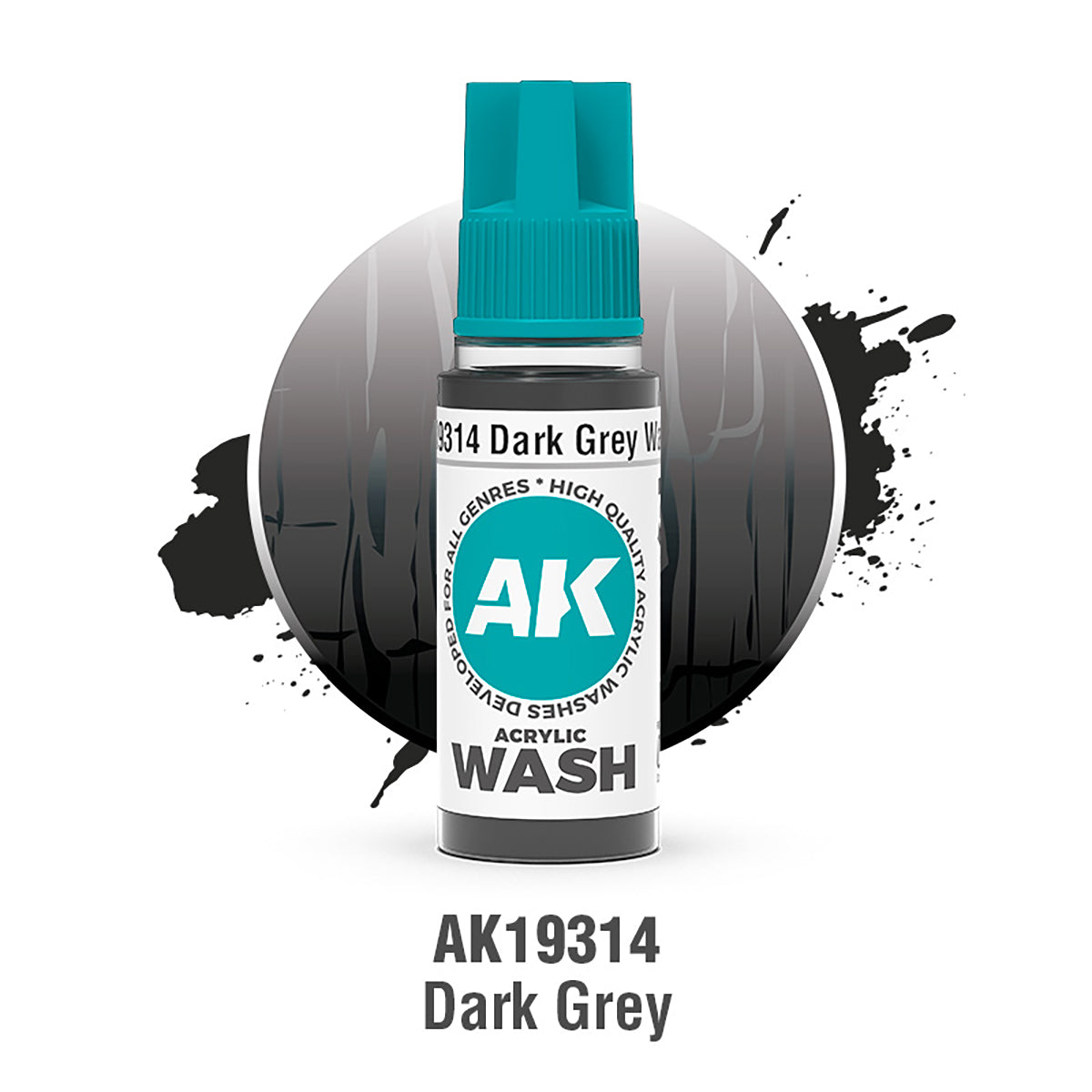 AK19314 - AK Acrylic Washes - Dark Grey Wash 18ml - 深灰色 18ml