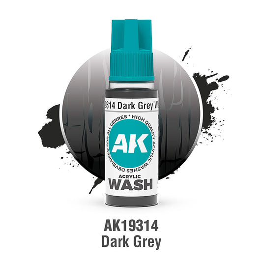 AK19314 - AK Acrylic Washes - Dark Grey Wash 18ml - 深灰色 18ml