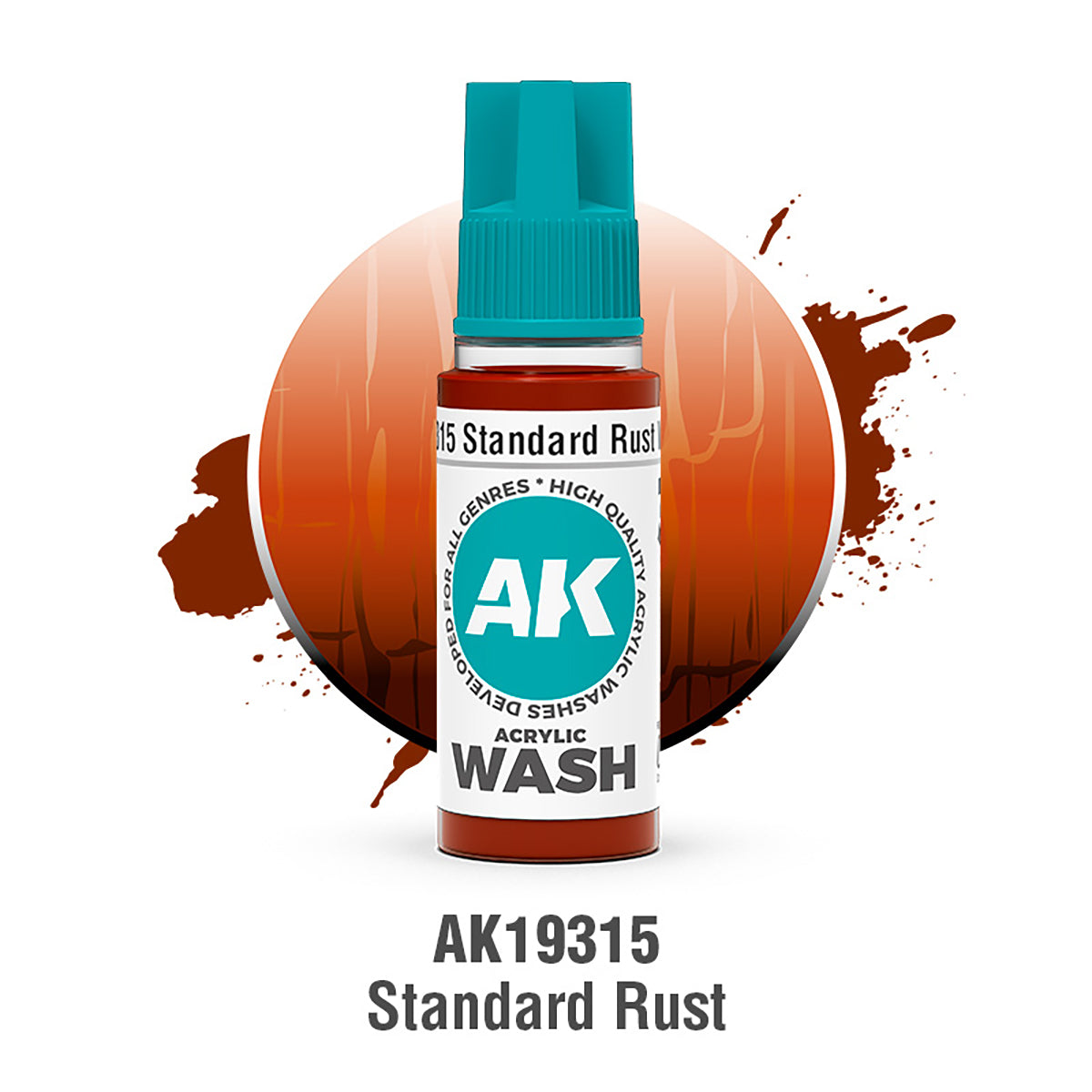 AK19315 - AK Acrylic Washes - Standard Rust Wash 18ml - 標準鏽蝕 18ml