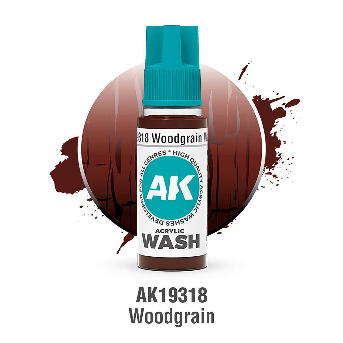 AK19318 - AK Acrylic Washes - Woodgrain Wash 18ml - 木紋 18ml