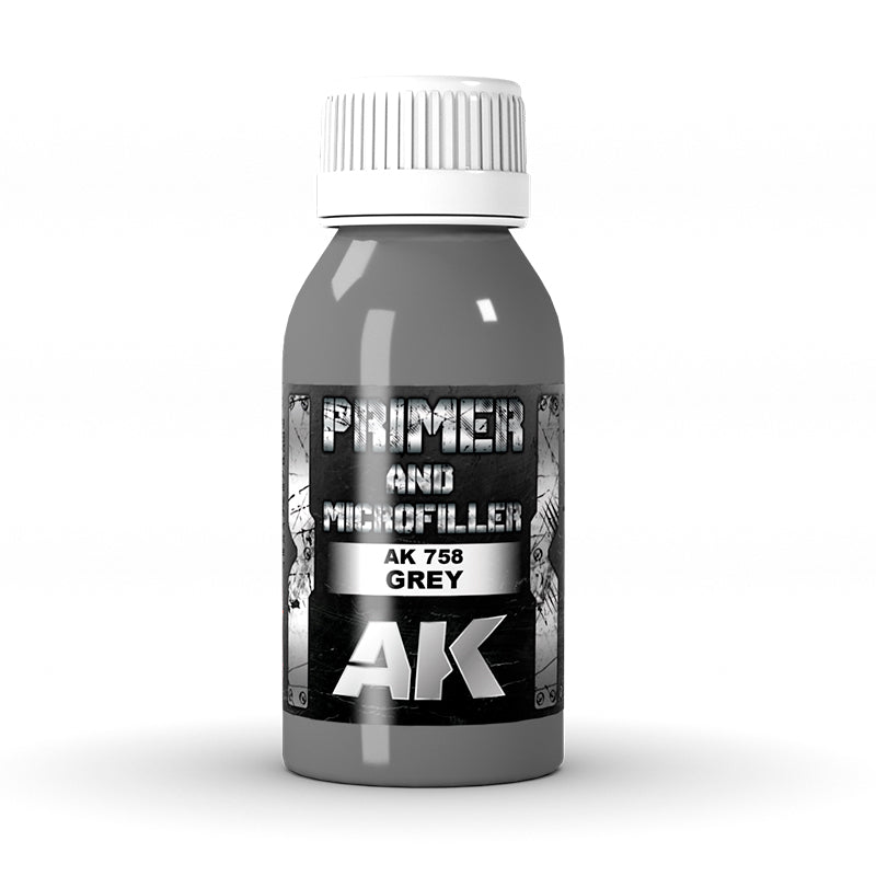 AK758 - Metallics - Grey Primer And Microfiller 100 ml - 極致金屬系列 - 填充微料灰色底漆