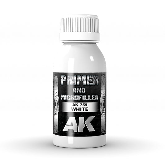 AK759 - Metallics - White Primer And Microfiller 100 ml - 極致金屬系列 - 填充微料白色底漆