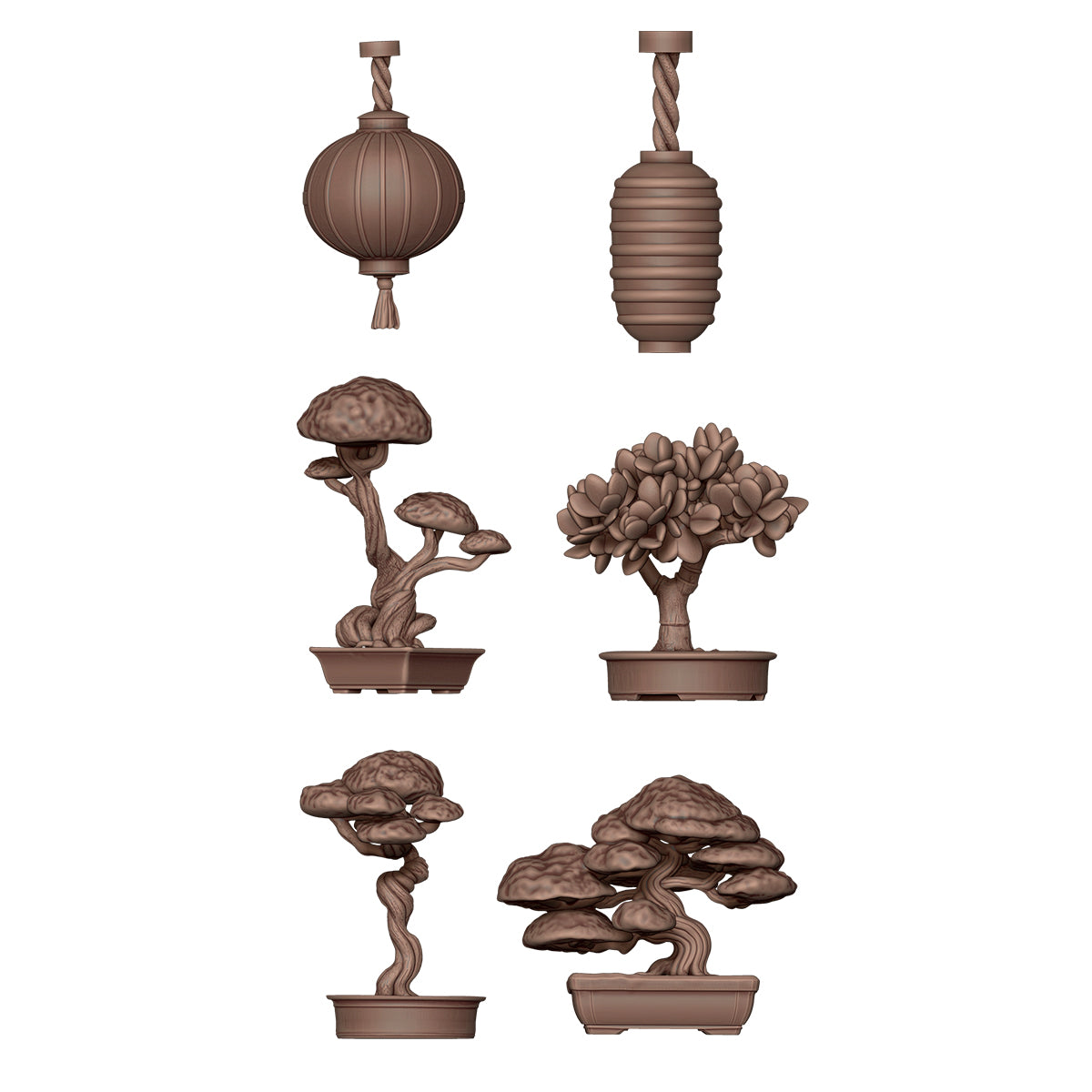 AKBIT0030 - Basing Bit - Wargame Scenery - Japanese Lamps & Bonsai (19 Pieces) - 造景 - 日式燈籠&盆景
