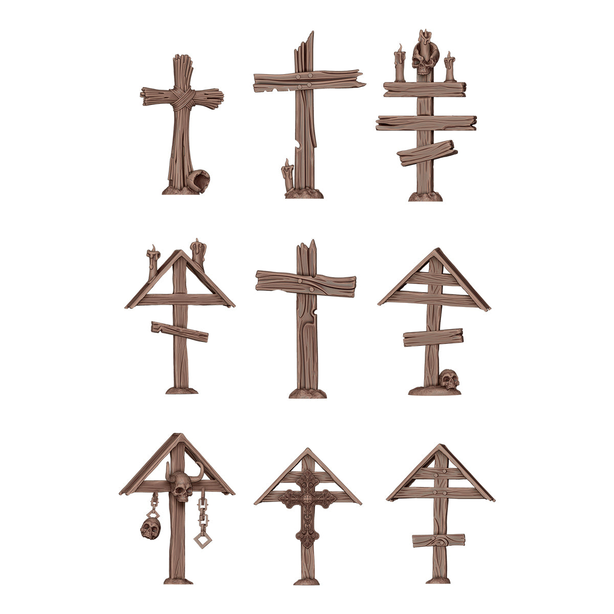 AKBIT0031 - Basing Bit - Wargame Scenery - Wood Crosses (9 Pieces) - 造景 - 木製十字架