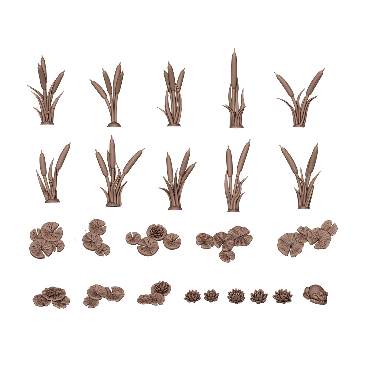 AKBIT0024 - Basing Bit - Plants - Water Lilies & Cattails (24 Pieces) - 植物 - 水仙&貓尾草 (24入)