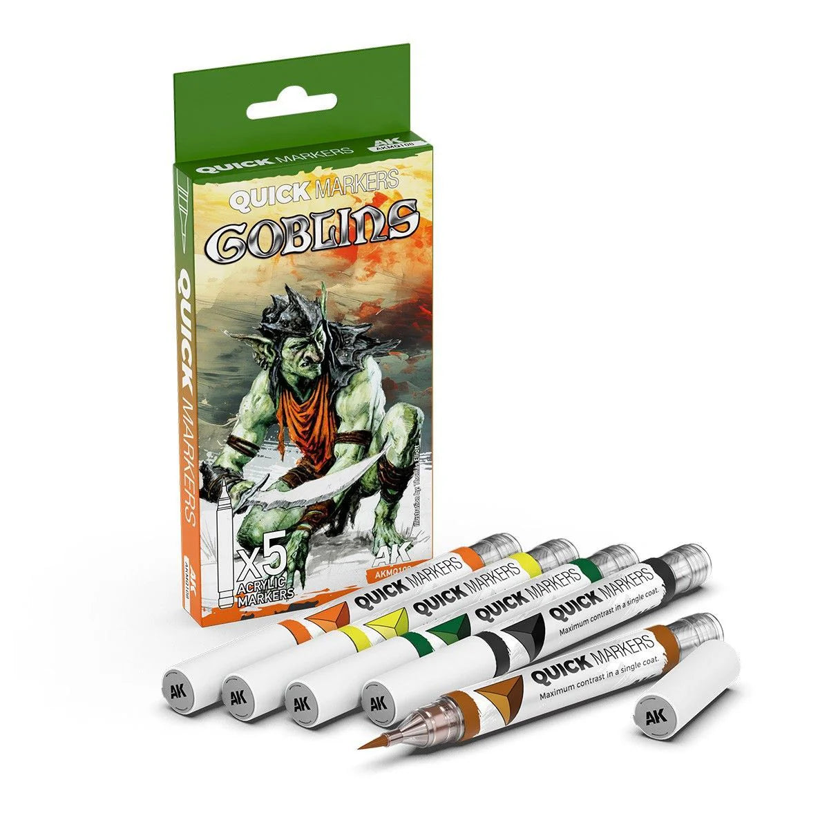 AKMQ108 - AK Quick Marker - Goblins Quick Markers Set (5 Markers) - 哥布林速塗麥克筆套組 (5支組)
