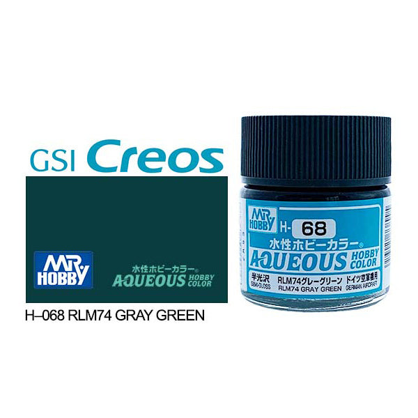 H068 - Aqueous Semi Gloss Rlm Dark Grey - GSI/水性漆 RLM74 半光澤 灰綠色