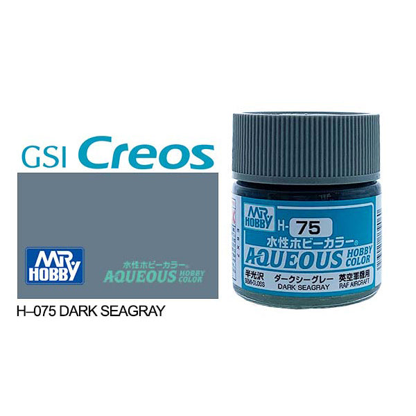 H075 - Aqueous Semi Gloss Dark Sea Grey - GSI/水性漆 半光澤 暗海灰色
