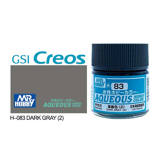 H083 - Aqueous Flat Dark Grey (2) - GSI/水性漆 半光澤 軍艦灰色(2)